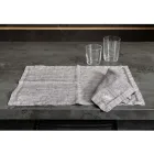 Breakfast Placemats in Gray Linen with Crystals 2 Pieces - Macanno Viadurini