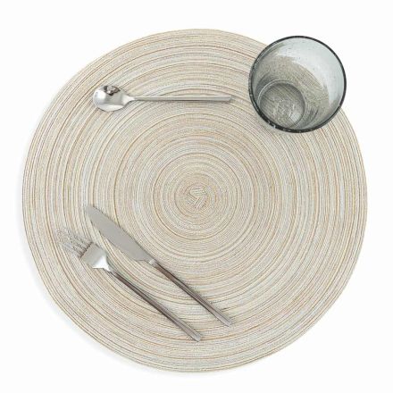 Round American Placemats in White or Brown Polyester 12 Pcs - Zanette Viadurini