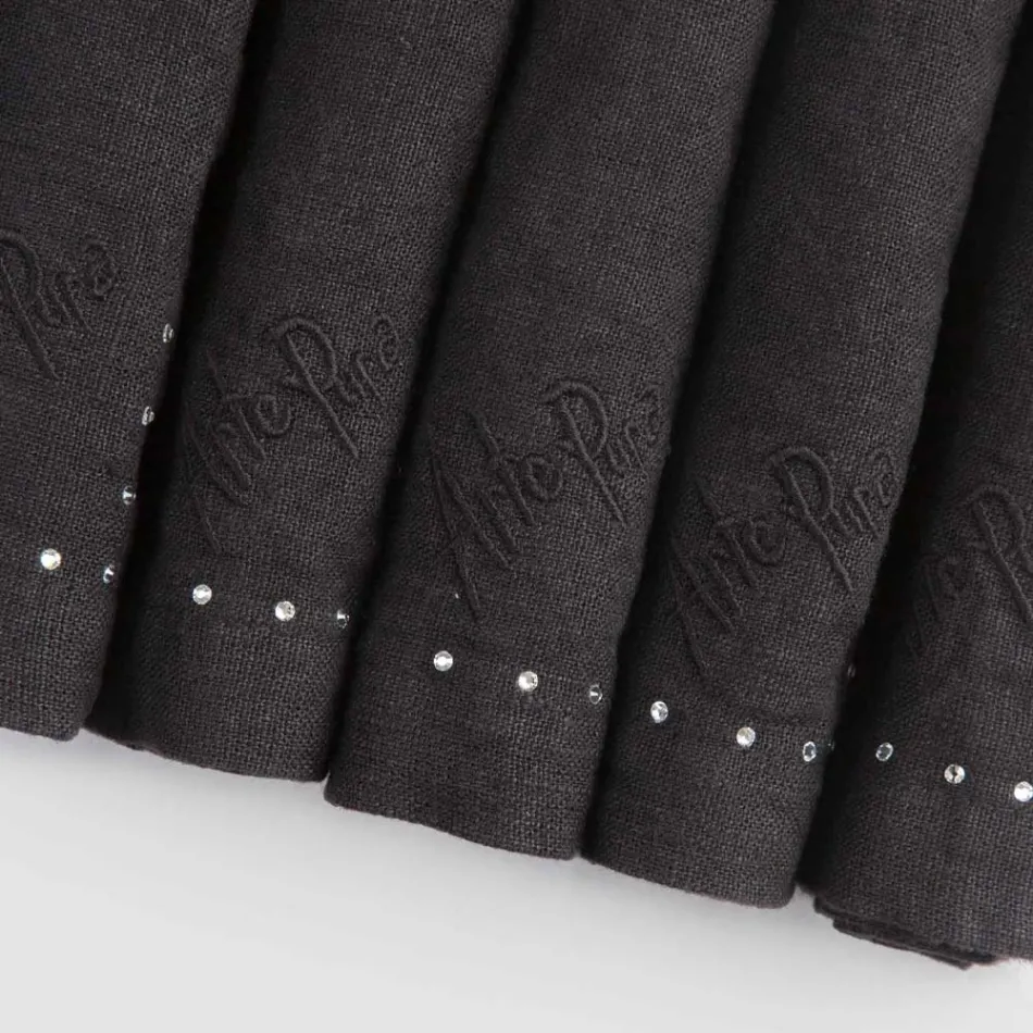 Linen Napkins with Black or Butter Crystals, 6 Pieces Italian Luxury - Prezio Viadurini