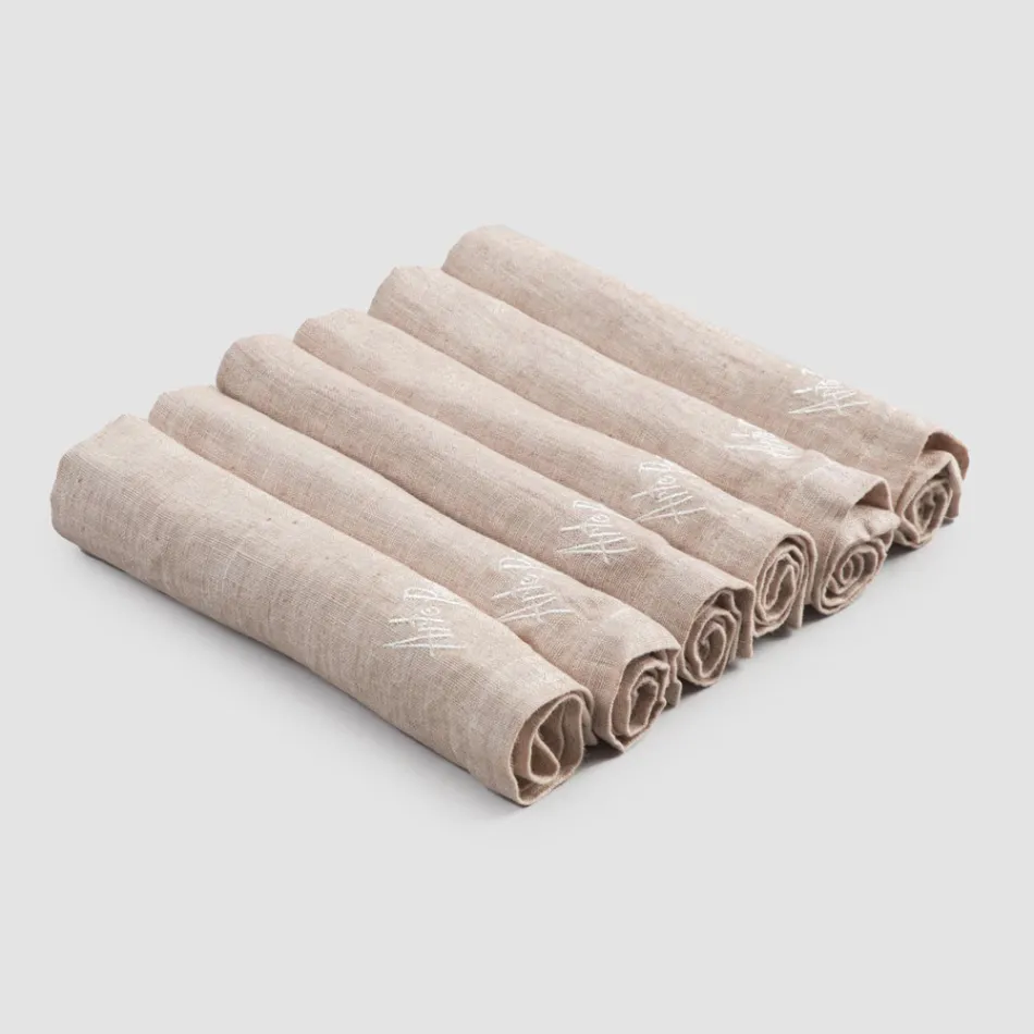 Heavy Linen Napkins with Folded Edge, Various Colors, 6 Pieces - Onestini Viadurini