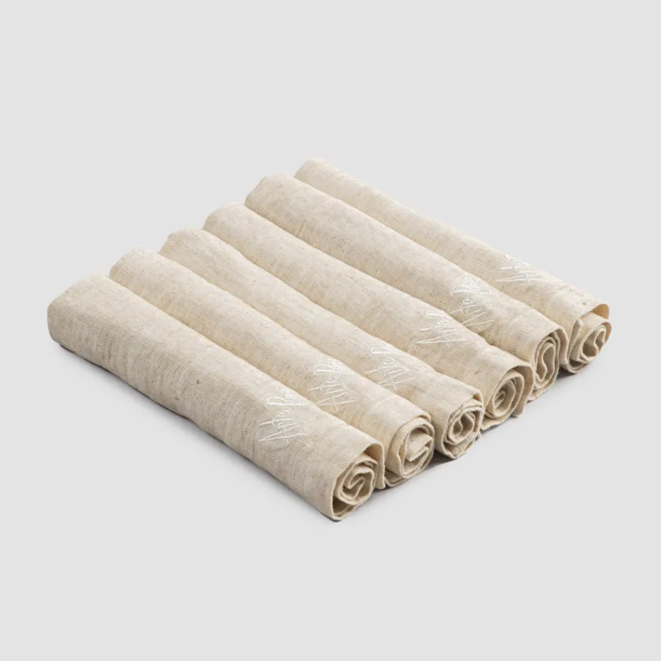 Heavy Linen Napkins with Folded Edge, Various Colors, 6 Pieces - Onestini Viadurini