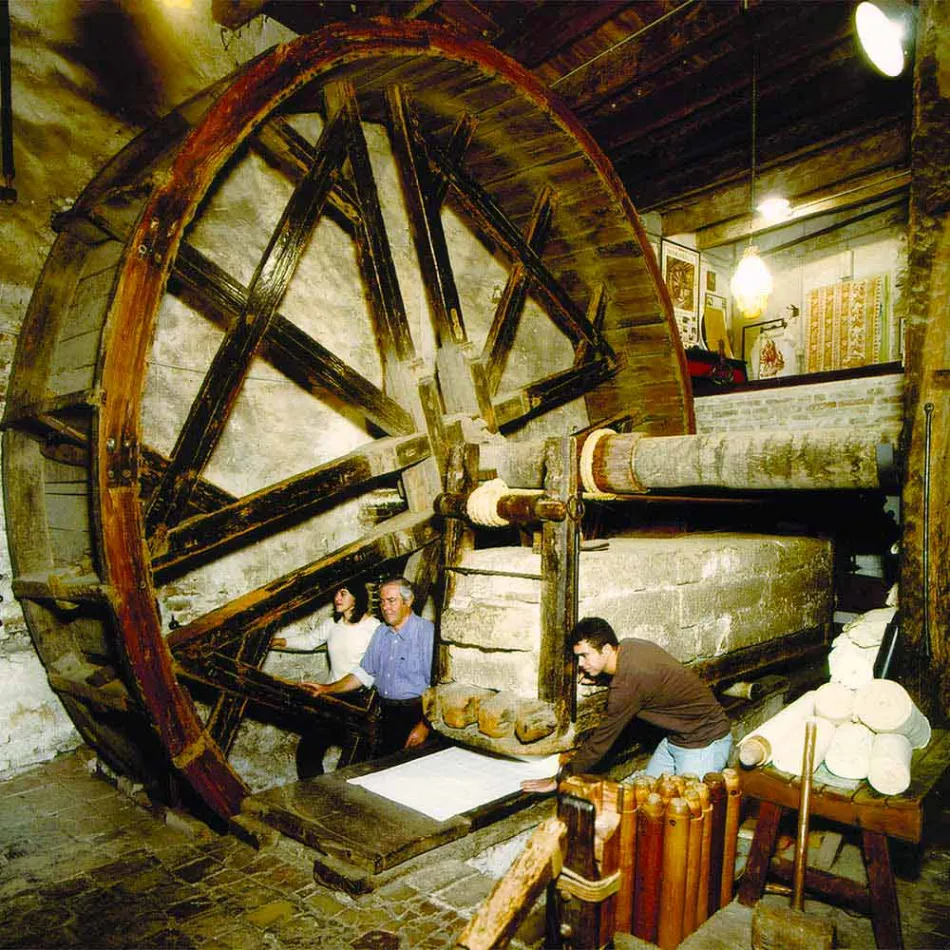 Napkin in Mixed Linen with Hand Print Unique Piece Made in Italy - Brands Viadurini