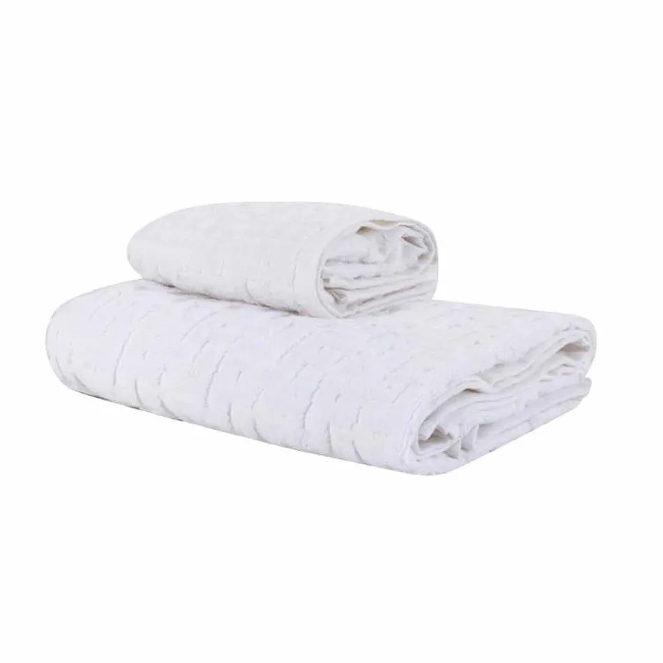 Trio of Bath Towels in Terry Cotton Towel, Face and Guest - Ginestra Viadurini
