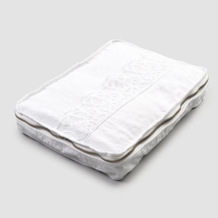 Large Travel Case in Linen with Italian Luxury Sinergia Lace - Randall Viadurini