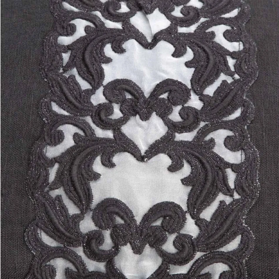 Large Linen and Cotton Cosmetic Bag with Farnese Lace and Zipper, 2 Finishes - Mike Viadurini