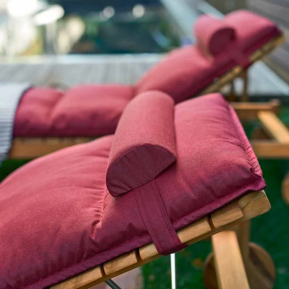 Varaschin Barcode sunlounger with outdoor wheels in teak wood Viadurini