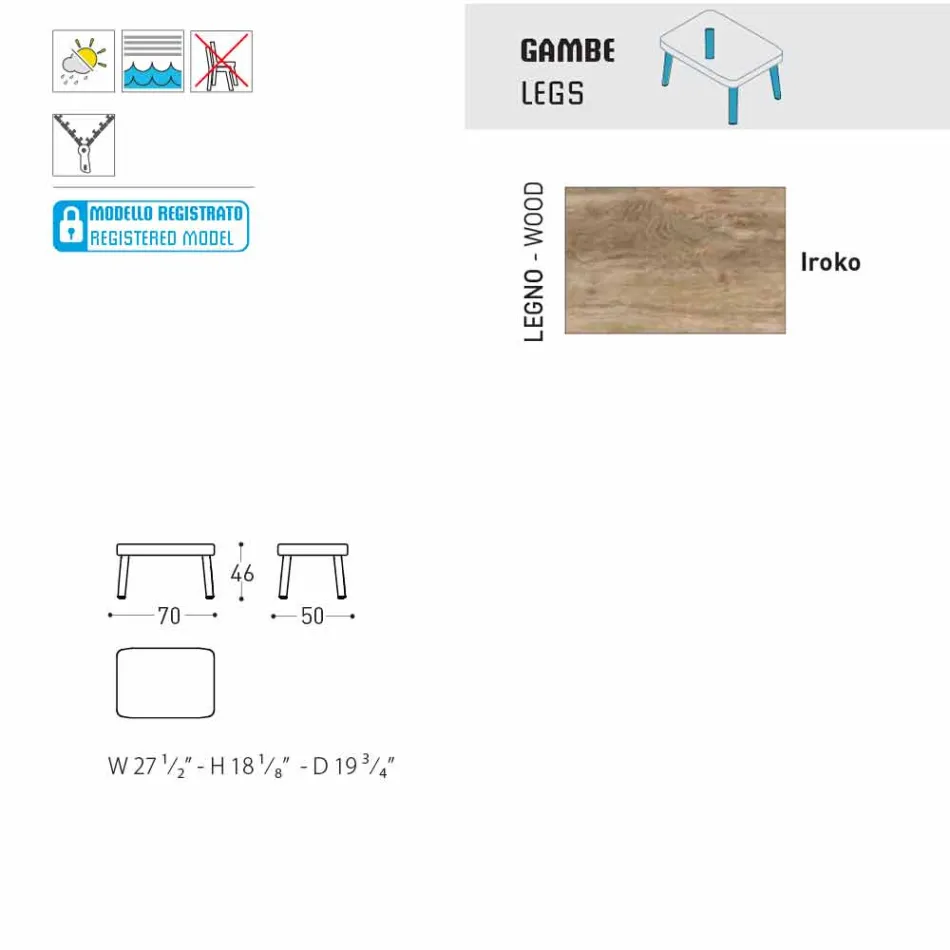 Varaschin Emma design outdoor footrest in upholstered fabric Viadurini