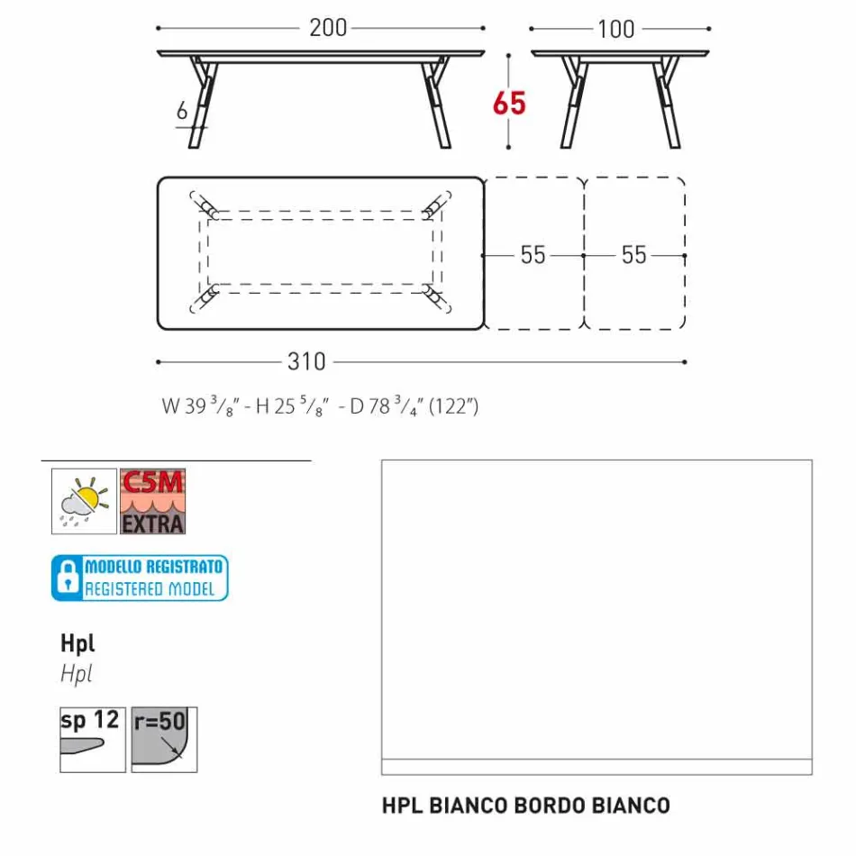 Varaschin Link extending garden table H 65 cm, up to 350 cm Viadurini