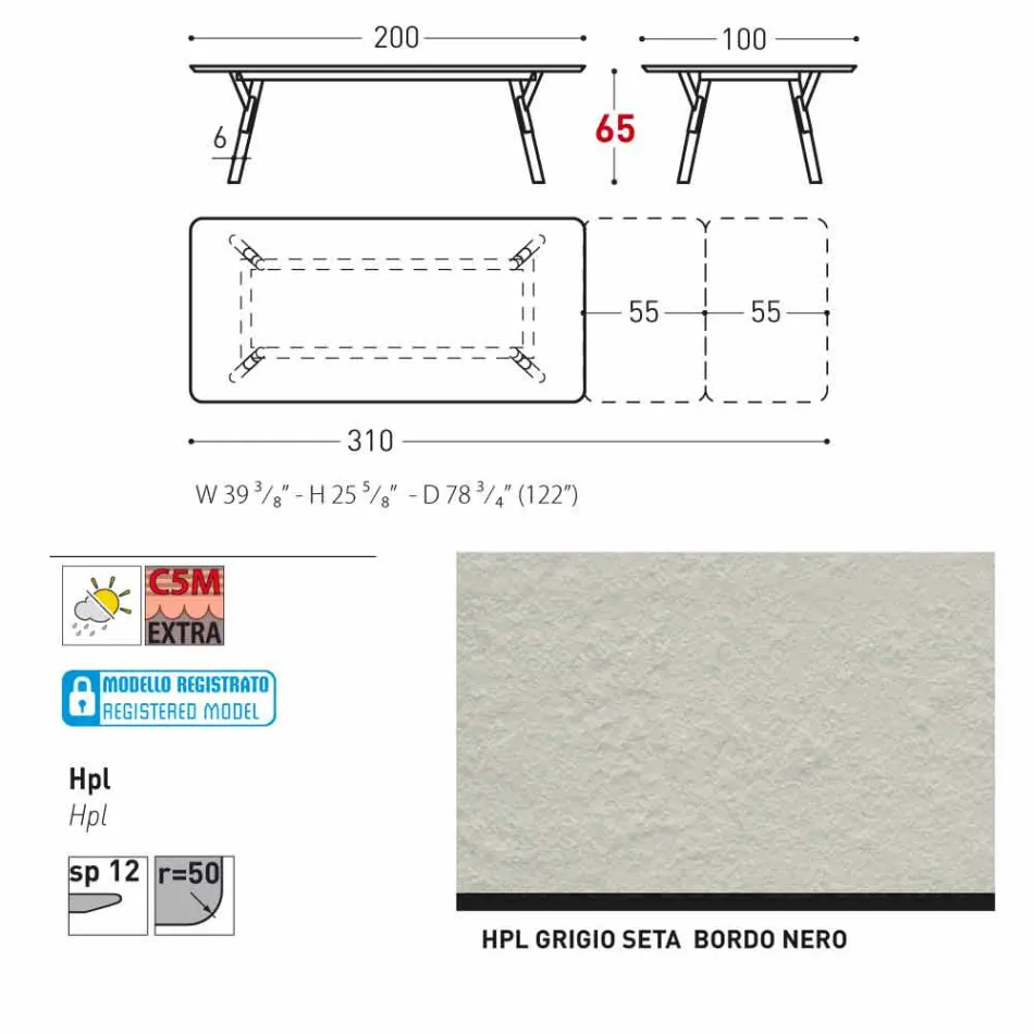 Varaschin Link extending garden table H 65 cm, up to 350 cm Viadurini