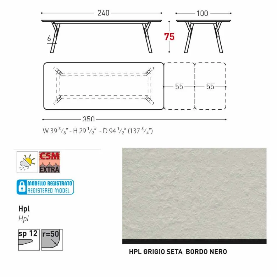 Varaschin Link extensible garden table with teak legs, H75 cm Viadurini