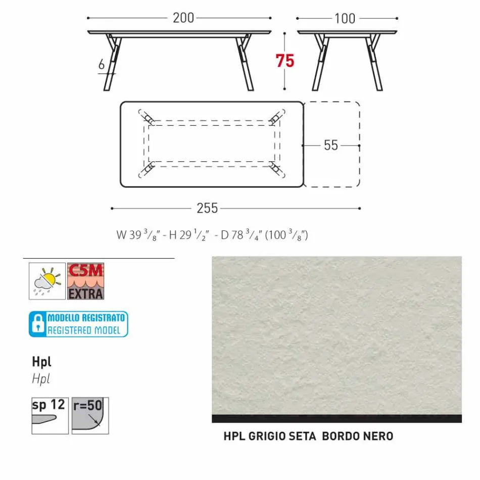 Varaschin Link extensible garden table with teak legs, H75 cm Viadurini