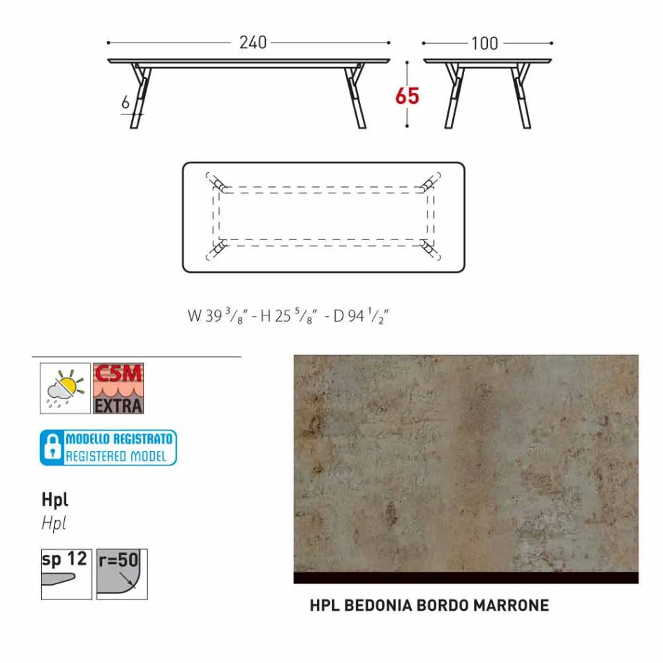 Varaschin Link garden table with teak wood legs, H 65 cm Viadurini