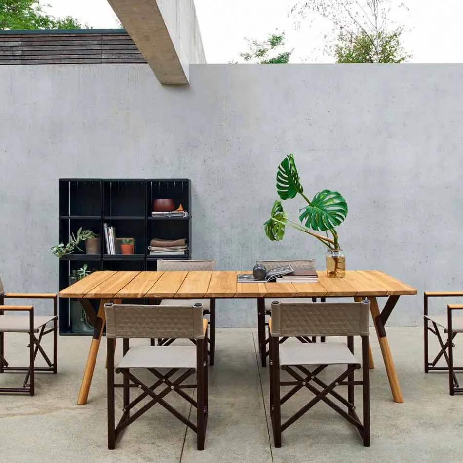 Varaschin Link garden table with teak wood legs, H 65 cm Viadurini