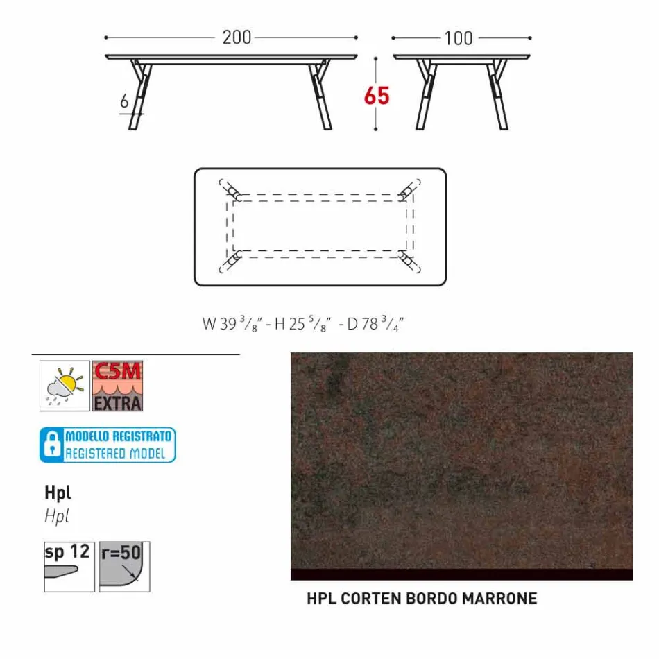 Varaschin Link garden table with teak wood legs, H 65 cm Viadurini