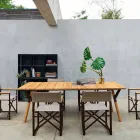 Varaschin Link teak wood garden dining table H 75 cm Viadurini