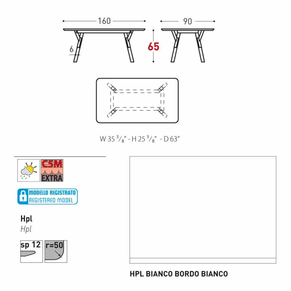 Varaschin Link outdoor dining table or interior H 65 cm Viadurini