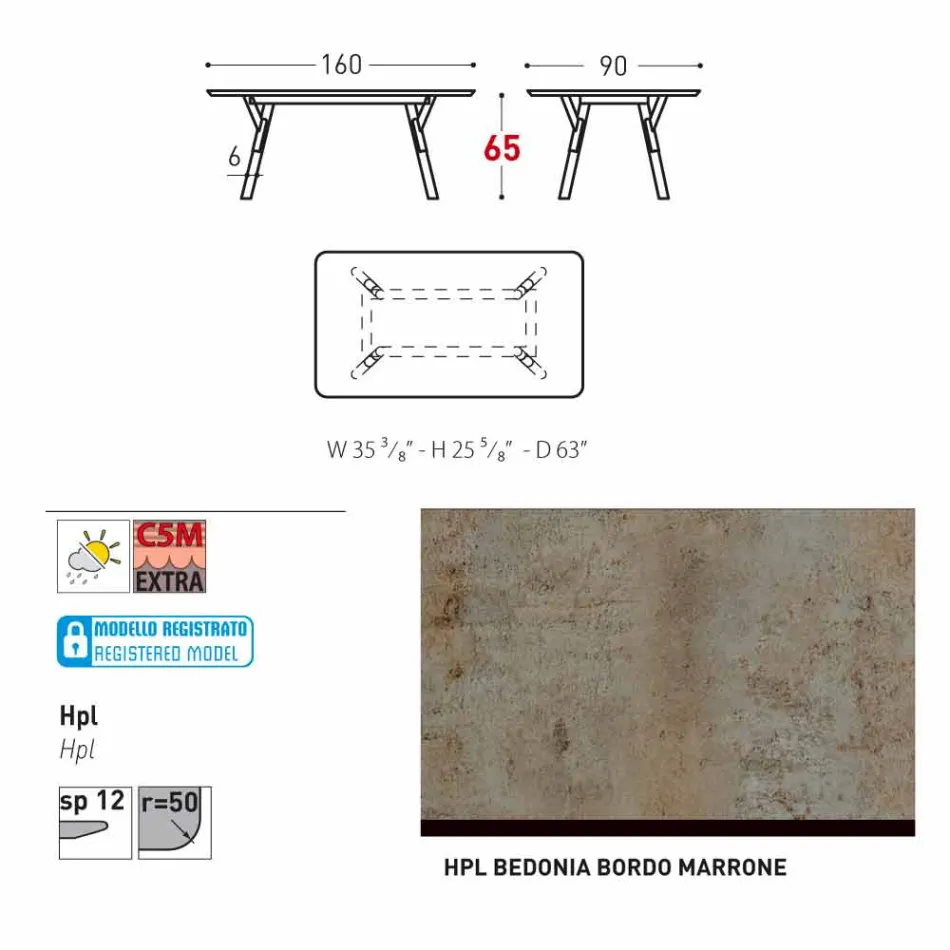 Varaschin Link outdoor dining table or interior H 65 cm Viadurini