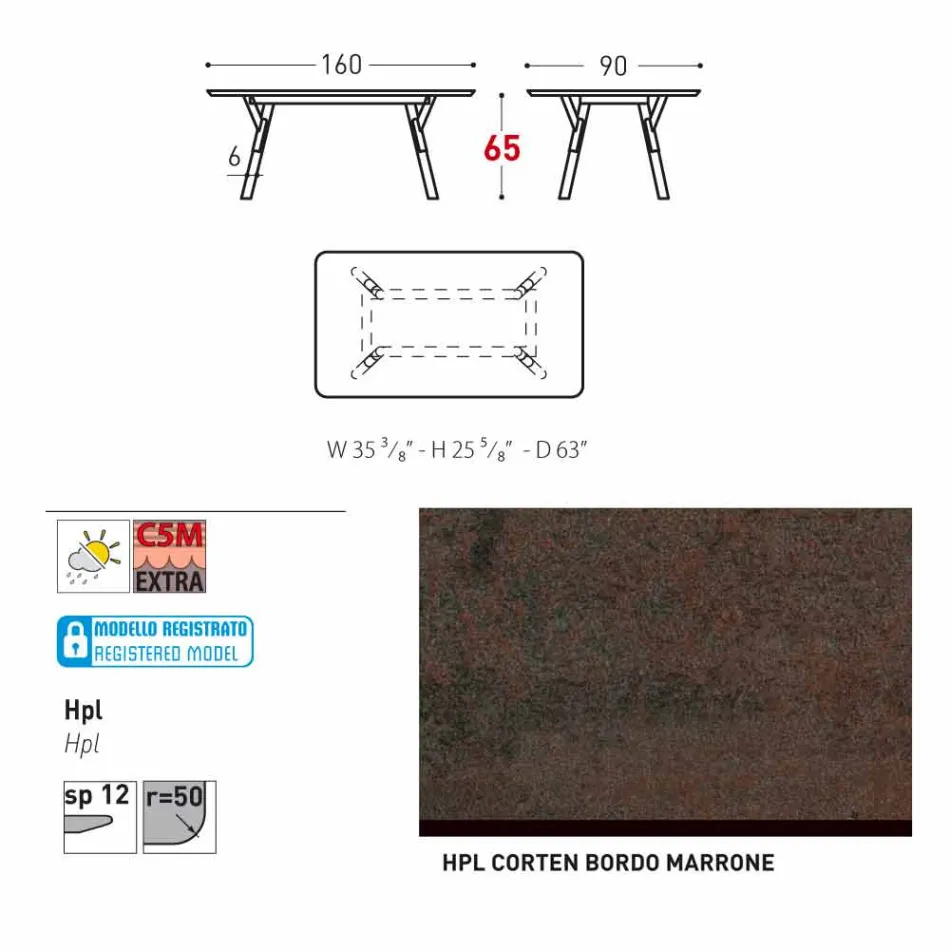 Varaschin Link outdoor dining table or interior H 65 cm Viadurini