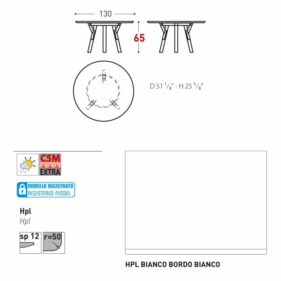 Varaschin Link round outdoor table with teak legs, H 65cm Viadurini