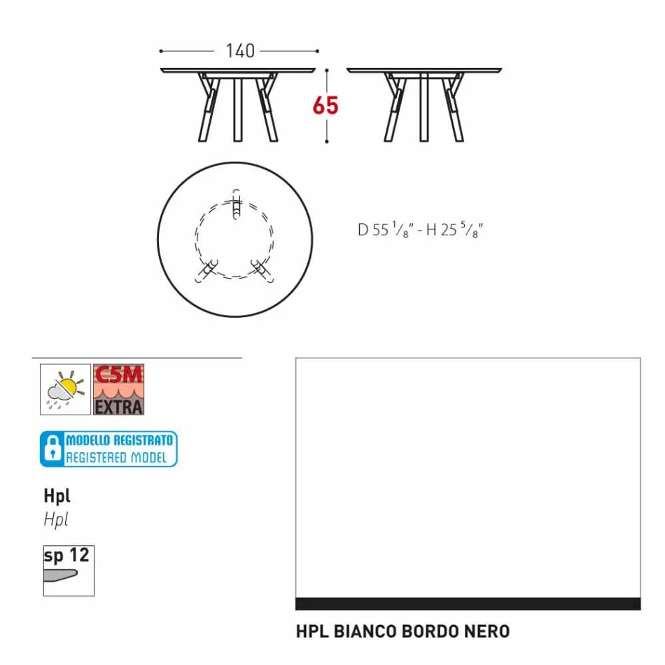 Varaschin Link round outdoor table with teak legs, H 65cm Viadurini