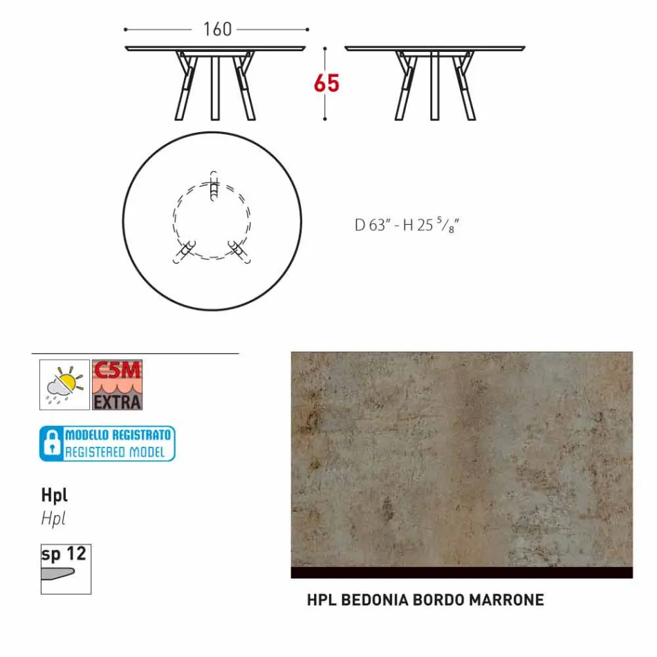 Varaschin Link round outdoor table / interior design, H 65 cm Viadurini