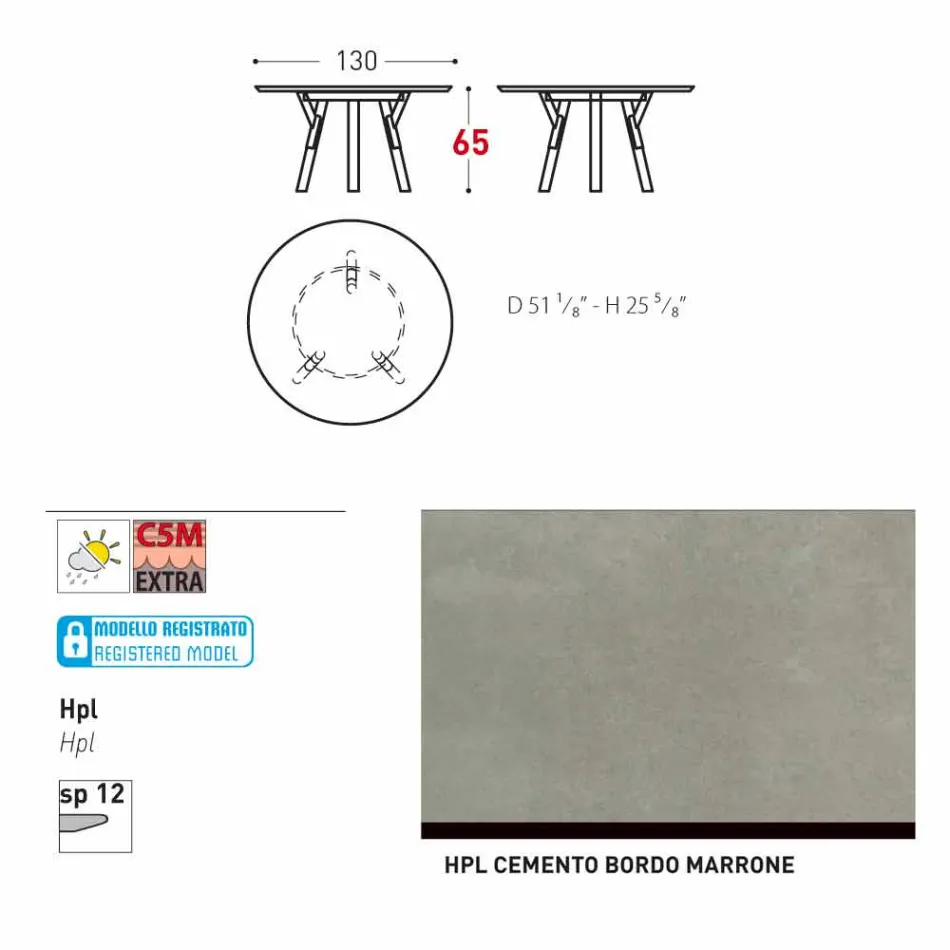 Varaschin Link round outdoor table / interior design, H 65 cm Viadurini