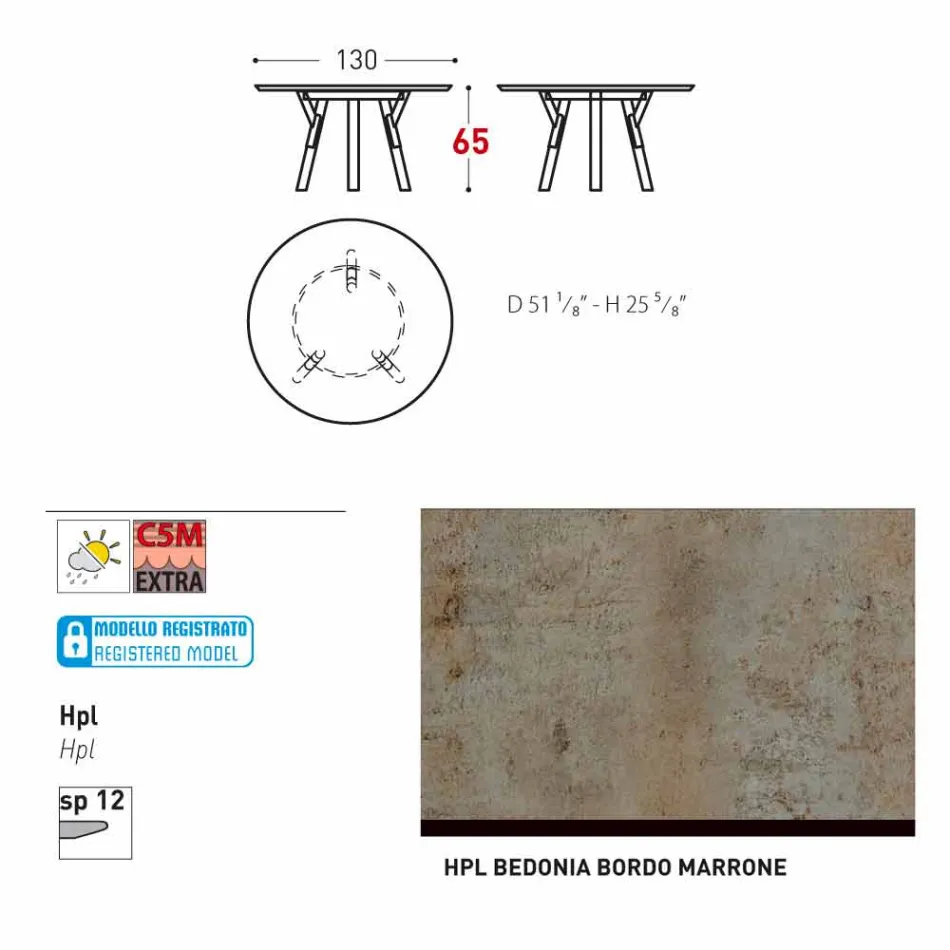 Varaschin Link round outdoor table / interior design, H 65 cm Viadurini