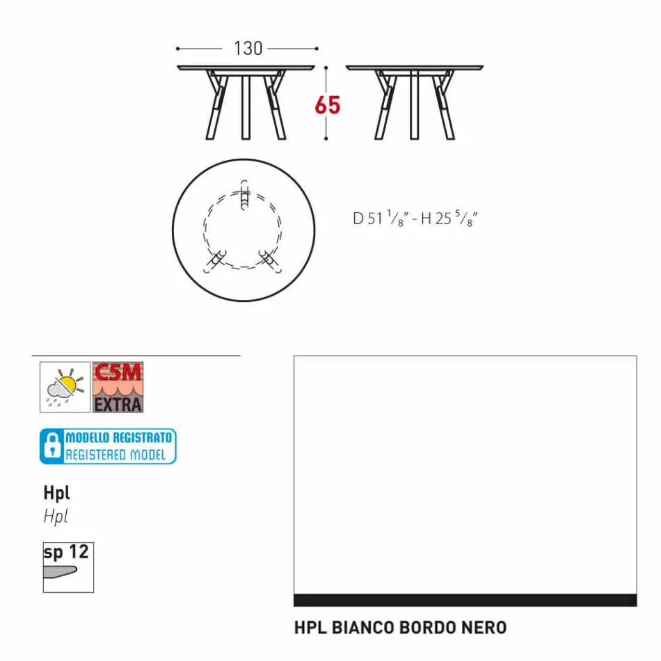 Varaschin Link round outdoor table / interior design, H 65 cm Viadurini