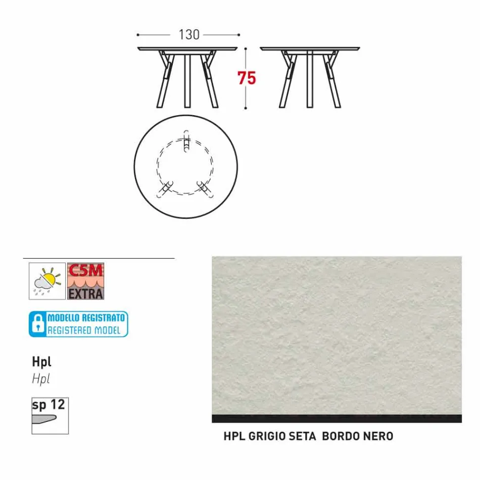 Varaschin Link round garden table with teak legs, H 75cm Viadurini