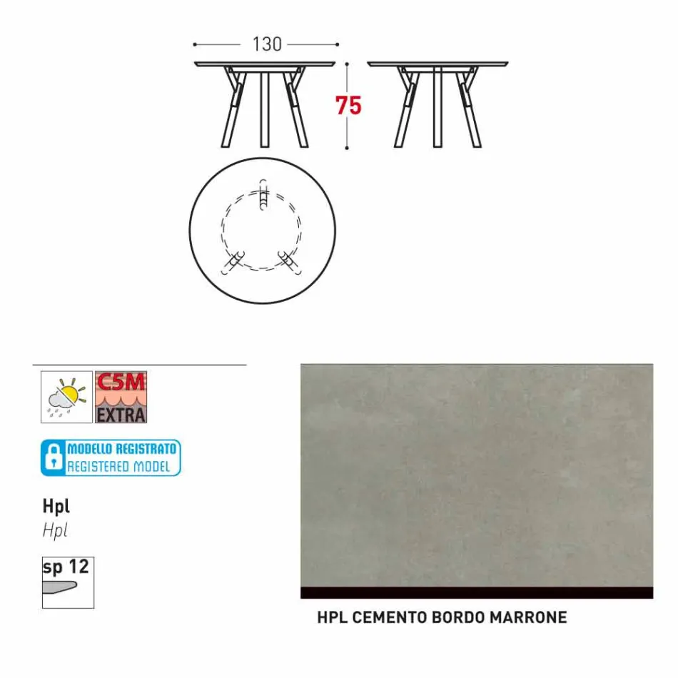 Varaschin Link round garden table with teak legs, H 75cm Viadurini