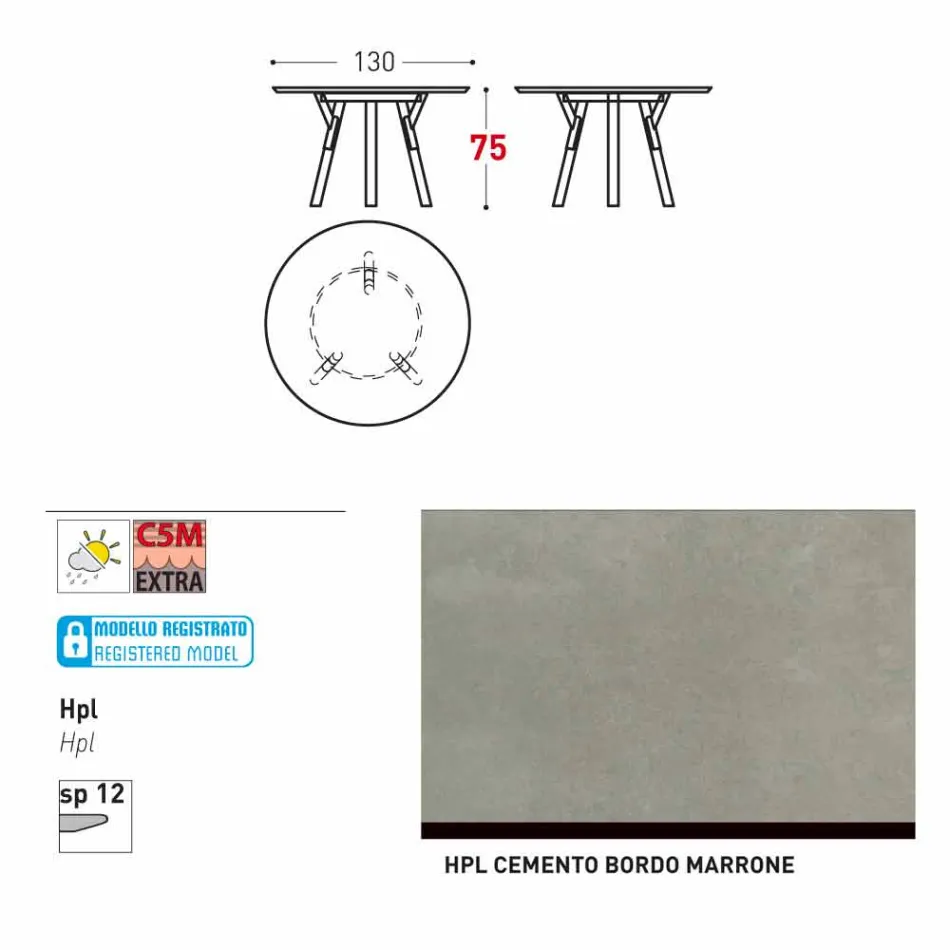 Varaschin Link contemporary garden round table, H 75 cm Viadurini