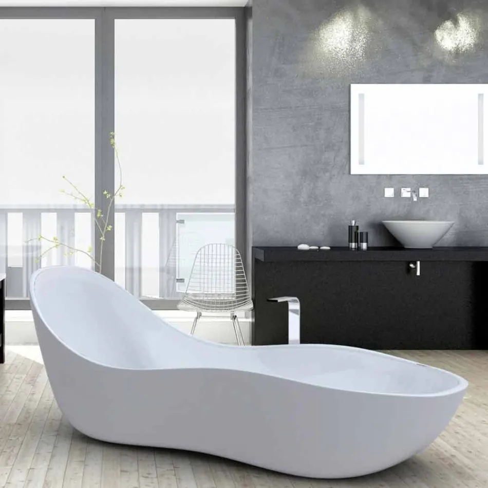 Bathtub freestanding lacquered, modern design, Wave Viadurini