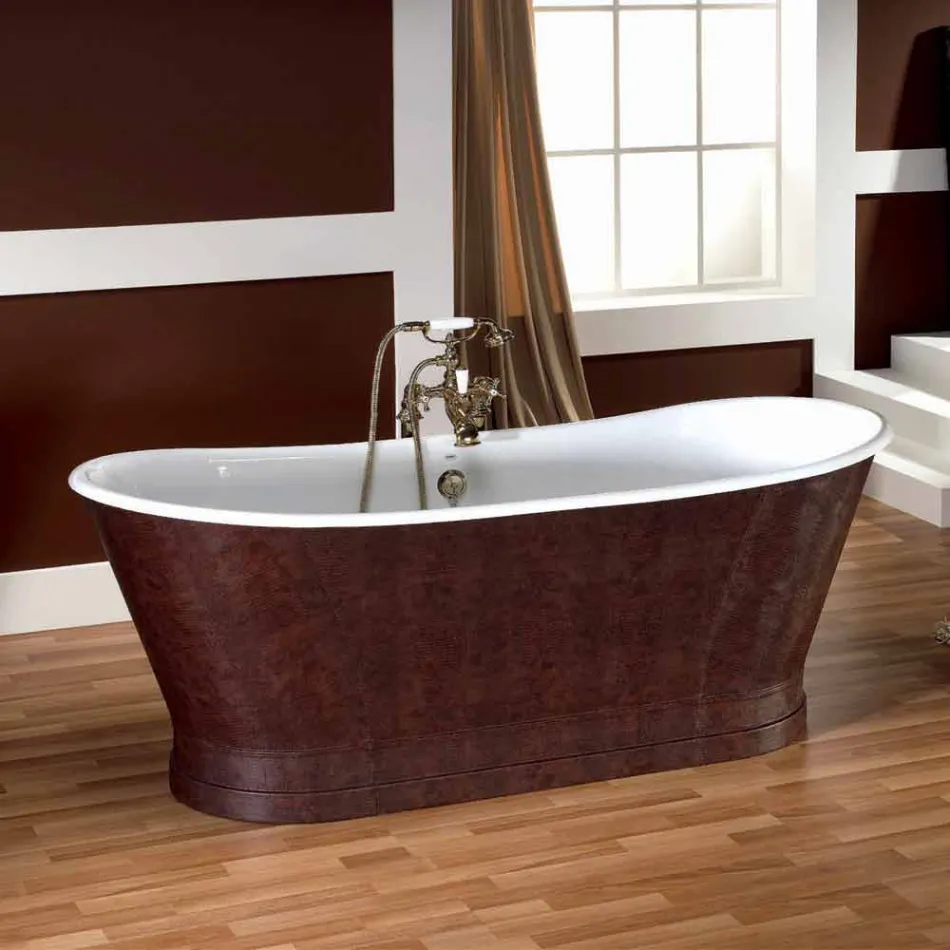 Bathtub cast iron outer cover leather Elsie Viadurini