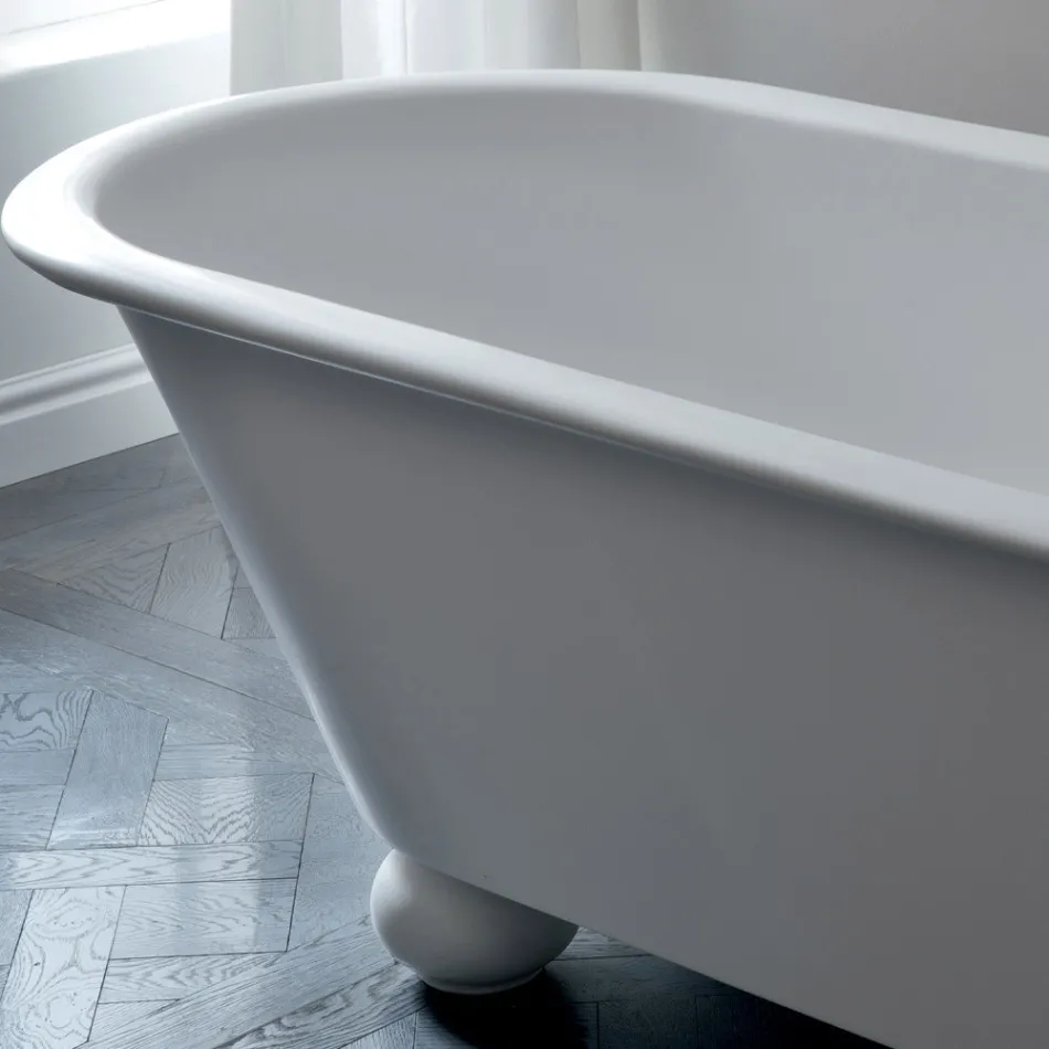Matt White Solid Surface Bathtub with Feet - Degrees Viadurini