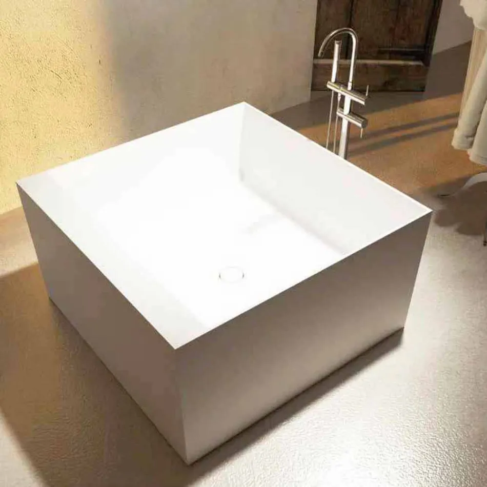 Freestanding square bathtub made in Italy by Argentera design Viadurini