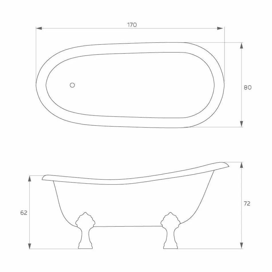 Freestanding classic design bathtub made in Italy, Fregona Viadurini