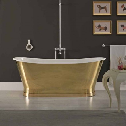 design cast iron bathtub with outer cover Roy Brass Viadurini