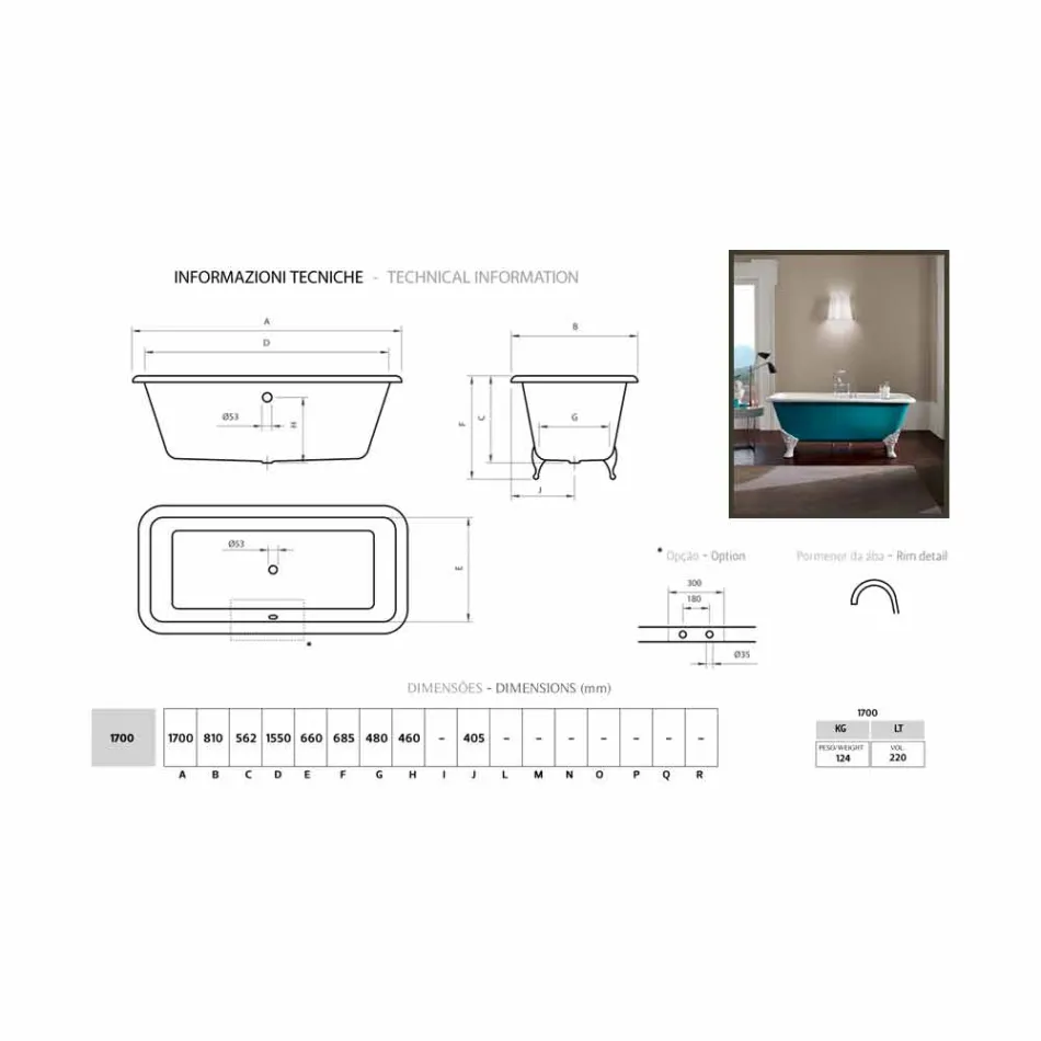 Bath design freestanding cast iron with decorated feet Wanda Viadurini