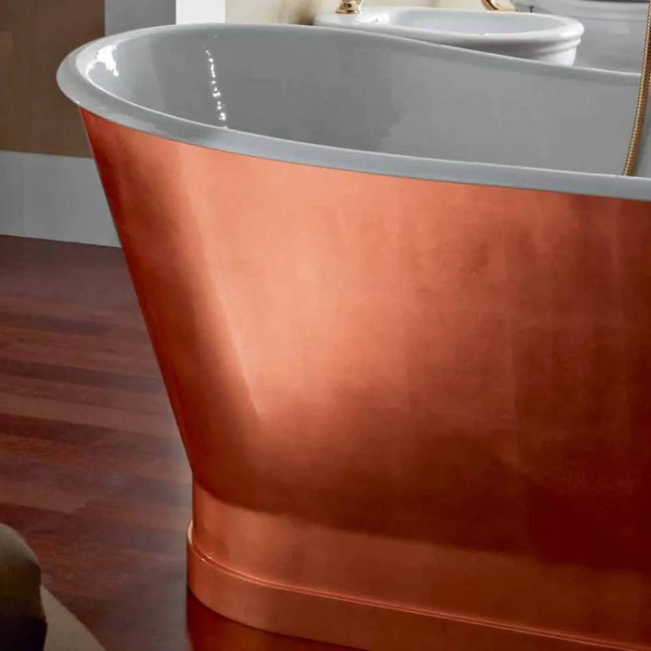 Freestanding bathtub with cast iron outer covering copper leaf Bass Viadurini