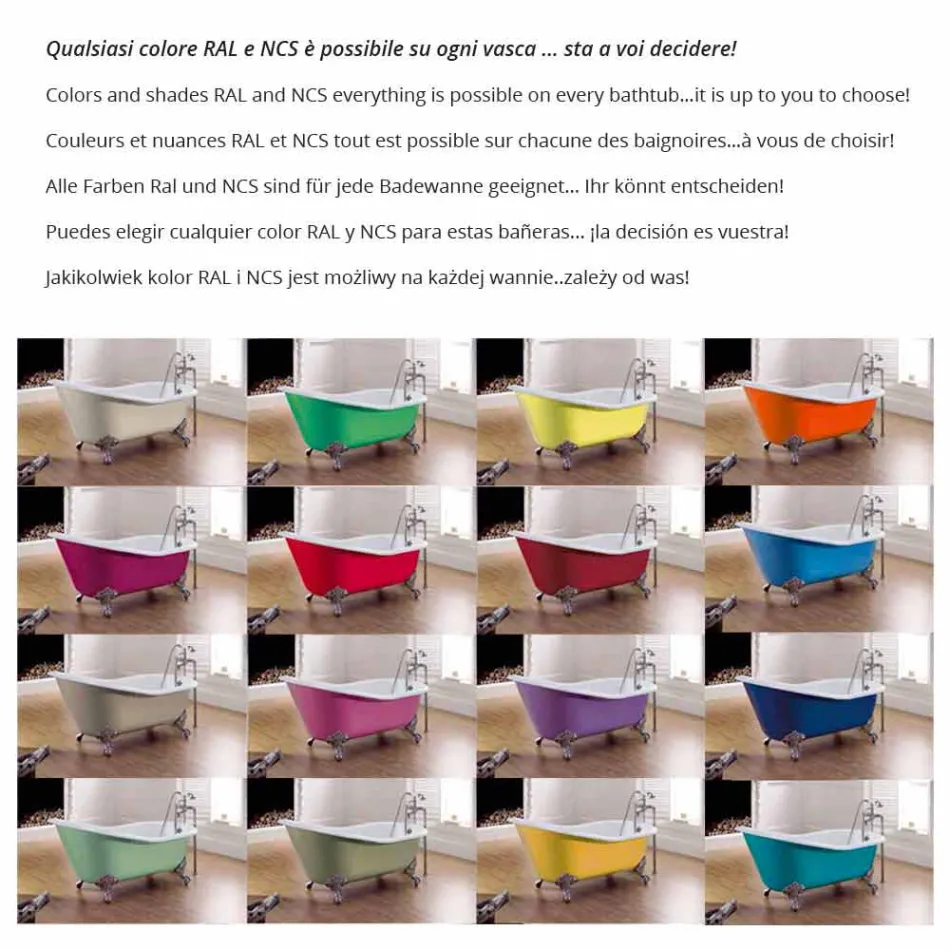 Freestanding bathtub in cast iron with original design Cox Viadurini