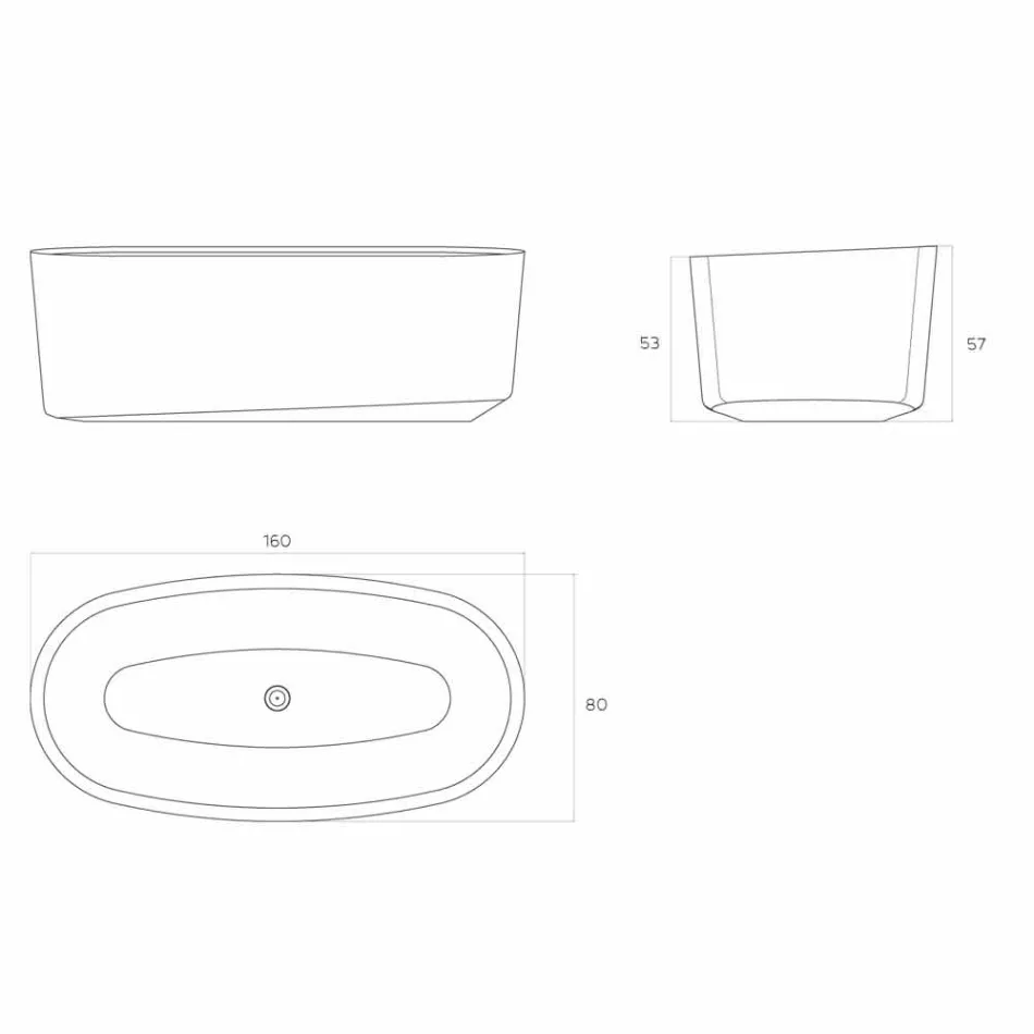 Freestanding monobloc design bathtub produced in Italy, Dongo Viadurini