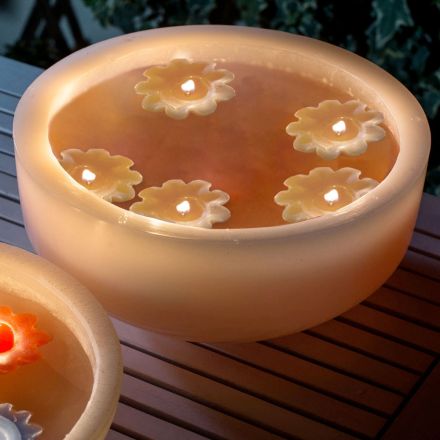 Round Wax Tub with Colored Floating Candles Made in Italy - Utina Viadurini