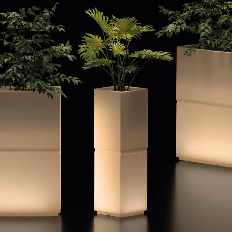 Lambo - Outdoor Illuminated Column Vase in Polyethylene Made in Italy Viadurini