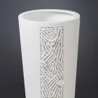 Tall Indoor Vase in White Ceramic with Made in Italy Decoration - Calisto Viadurini
