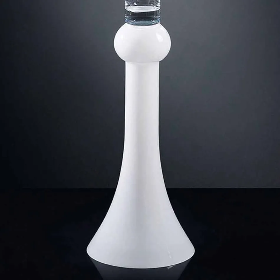 Tall Indoor Vase in Transparent and White Glass Made in Italy - Ludovico Viadurini