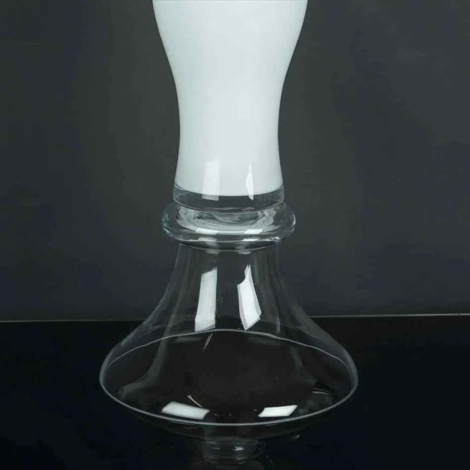 Tall Decorative Vase in Transparent and White Glass Made in Italy - Gondo Viadurini