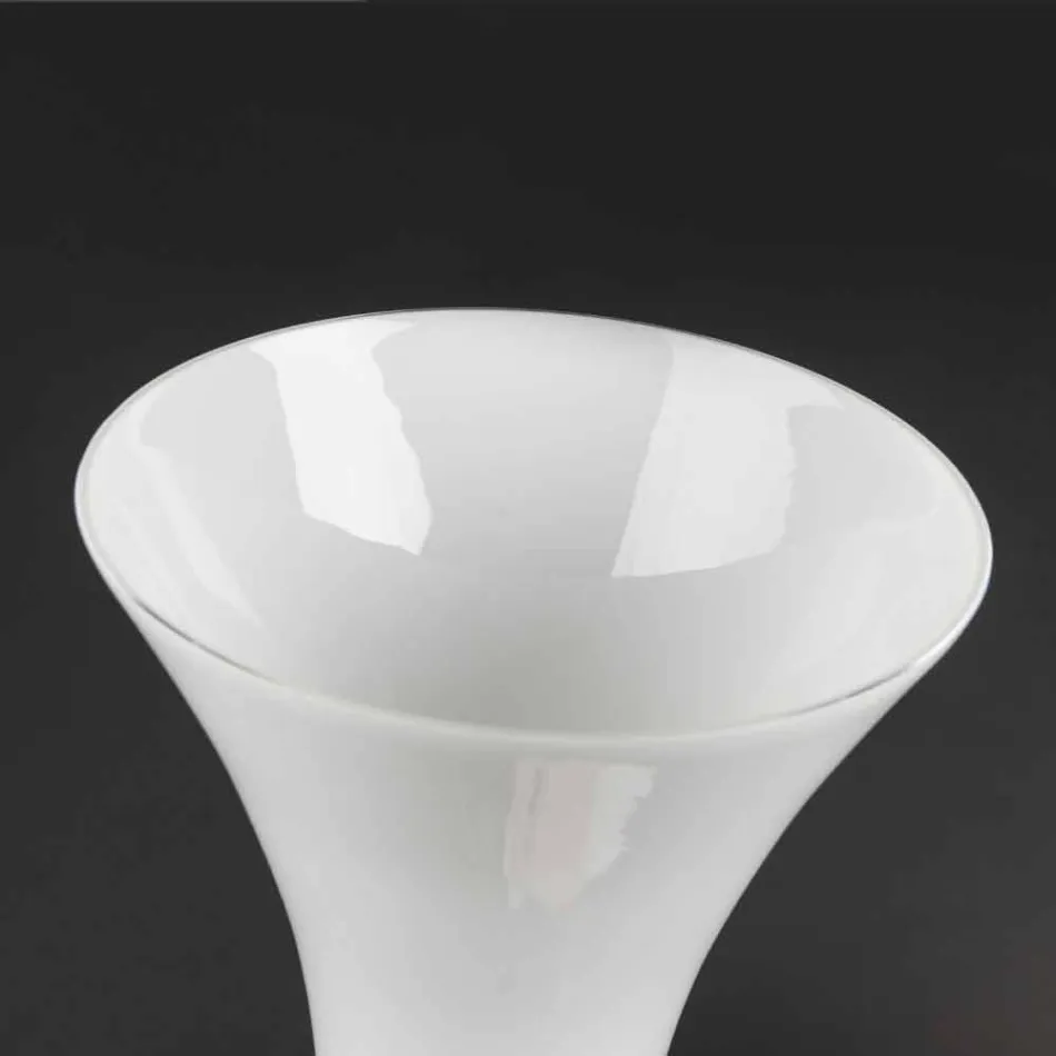 Tall Decorative Vase in Transparent and White Glass Made in Italy - Gondo Viadurini