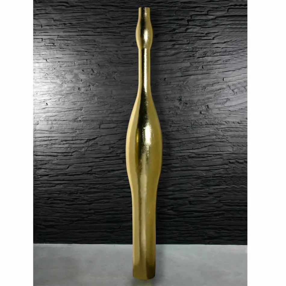 Modern Tall Vase in Resin Gold or Silver Leaf Finish Made in Italy - Quartz Viadurini