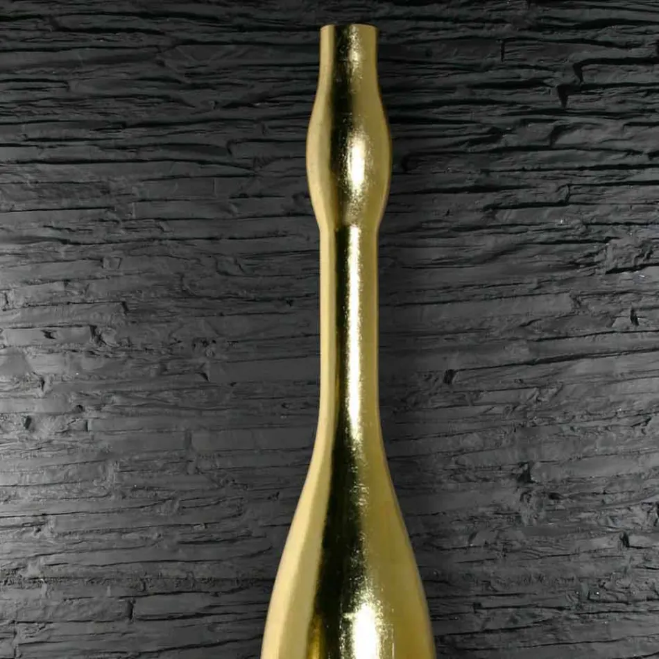 Modern Tall Vase in Resin Gold or Silver Leaf Finish Made in Italy - Quartz Viadurini