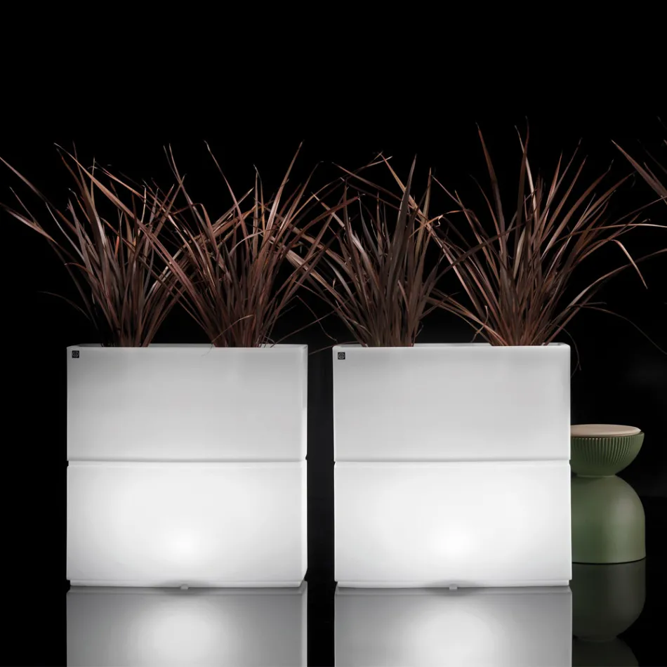 Luminous Outdoor Vase in Two Colors in Polyethylene Made in Italy - Lambo Viadurini